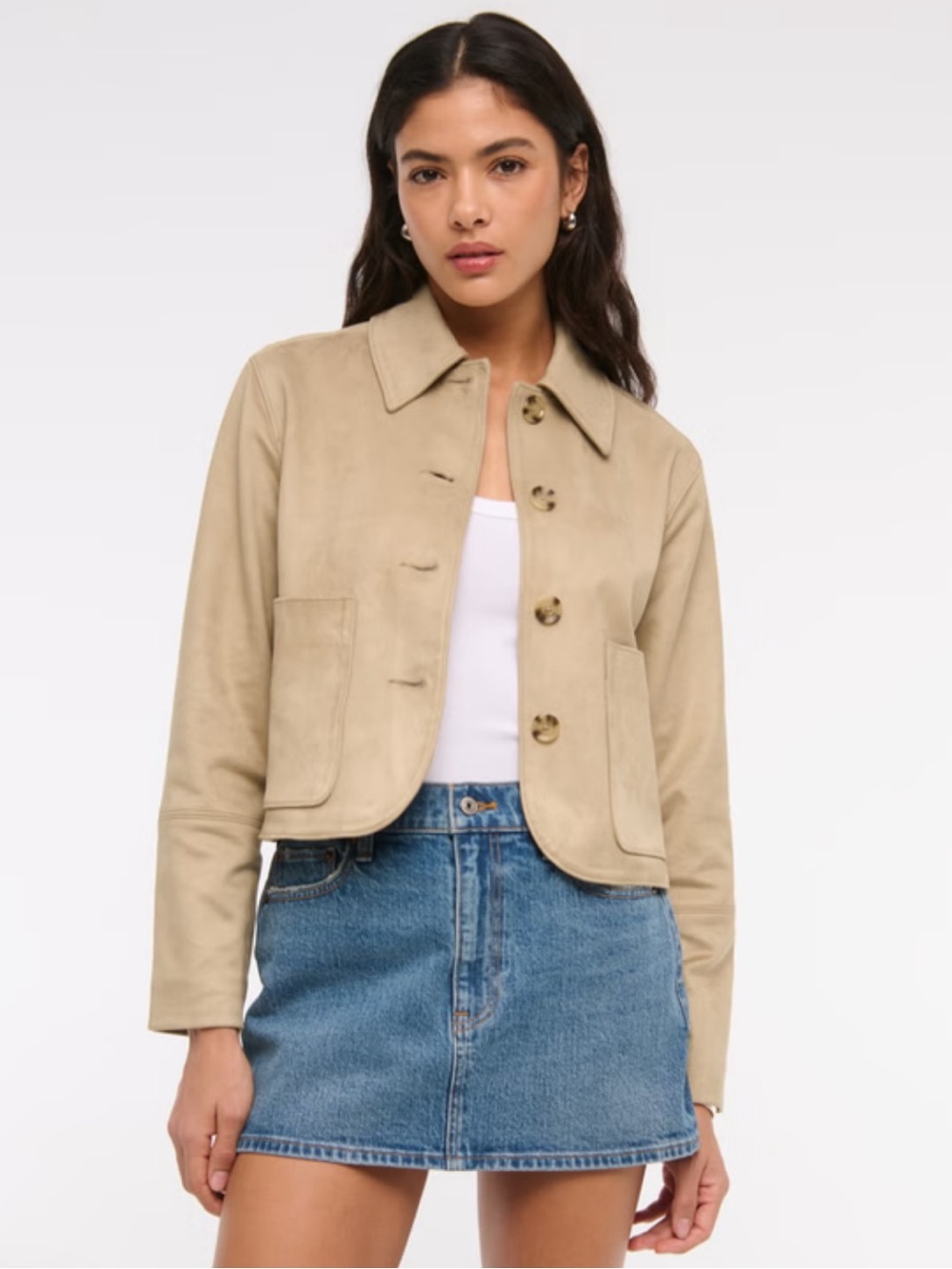 Abercrombie & Fitch Vegan Suede Button Through Jacet